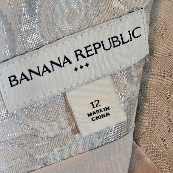 VTG Banana Republic Metallic 12 Mini Skirt Brocade Art core Holiday Glam - Picture 3 of 16